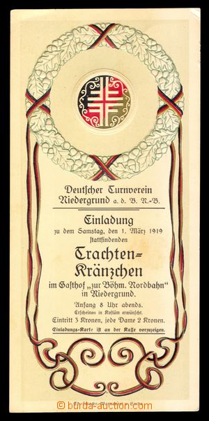 108319 - 1919 DOLNÍ PODLUŽÍ (Niedergrund) - invitation card for Ba