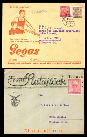 108321 - 1937 sestava 2ks dopisů s reklamními přítisky, fa Rataj