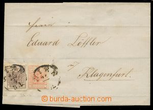 108485 - 1856 skládaný přebal dopisu vyfr. zn. 3 + 6Kr I. emise, D