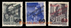 108748 - 1944 UŽHOROD  Majer U38, 40, 51, sestava 3ks známek, zk. B