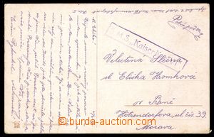 108761 - 1917 S.M.S. KAISER KARL VI., violet framed pmk on Ppc Cetinj