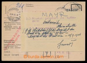 108883 - 1945 COF8, poštovní poukázka do Vídně, DR HRADEC KRÁLO