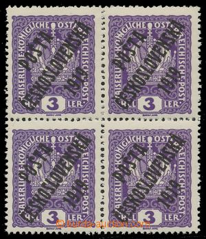 109155 -  Pof.33x, Crown 3h violet, block of four, thick paper, I. an