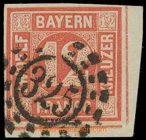 109408 - 1850 Mi.6, postage stmp 12Kr red, superb corner piece, numer