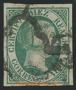 109435 - 1851 Mi.11, Queen Isabel II., value 10R green, normal paper,