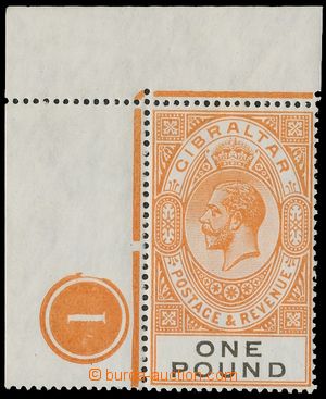 109450 - 1925 Mi.91, George V., value £1 orange, corner piece wi