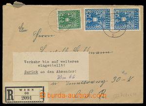 109479 - 1945 PŘERUŠENÁ DOPRAVA   R-dopis do ČSR vyfr. zn. Mi.699
