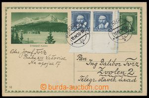 109480 - 1939 CDV39/18, Jubilee - Štrbské Pleso, uprated with stamp