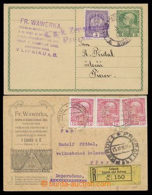 109611 - 1910-16 Maxa F75, comp. 2 pcs of entires with with perfin F.