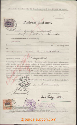 109621 - 1924 formulář - poštovní plná moc, vyfr. doplatními zn