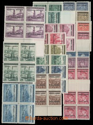 109900 - 1939 Pof.1-19, Overprint issue in blocks of four, value 4CZK