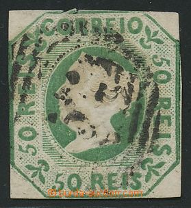109937 - 1853 Mi.3a, Queen Maria II., 50R green, close but full margi