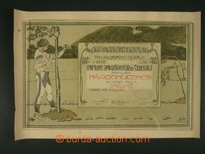 109967 - 1922 DIPLOM  Národní jednota Znojmo, formát 52x36cm, zach