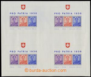 109985 - 1936 Mi.Bl.2, soutisk 4 aršíků Pro Patria, kat. 400€