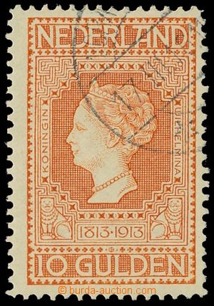 110178 - 1913 Mi.92, Queen Wilhelmina 10G orange, c.v.. 950€