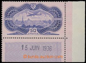 110487 - 1936 Mi.321, Letadlo nad Paříží, tzv. bankovka, dolní r
