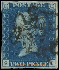 110496 - 1840 Mi.2a, Královna Viktorie 2P, tmavě modrá, písmena S