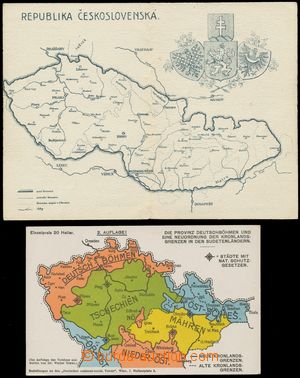 110612 - 1918-1938 ČSR - sestava 2ks pohlednic, představa z r. 1918