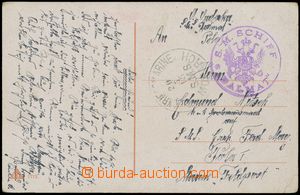 110819 - 1915 S.M.S. DALMAT, violet round coat of arms' postmark, CDS