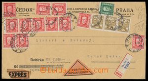 110924 - 1929 R+Ex+Dobírka na částku 2.840Kč, zajímavá frankatu