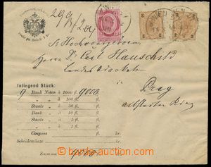 111055 - 1892 money letter for amount 9.000fl sent to Prague, with 2 