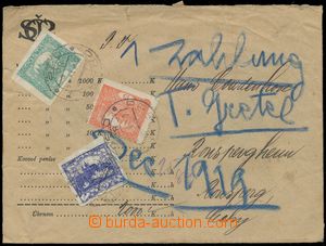 111063 - 1919 envelope of money letter with monogram for amount of 20