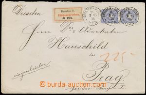 111079 - 1876 R-dopis do Prahy vyfr. zn. Mi.34 ve 2-pásce, DR DRESDE