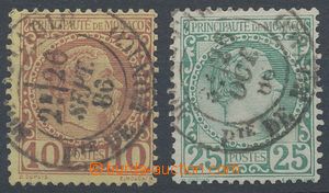 111106 - 1855 Mi.4, 6, Kníže Charles III, hodnoty 10c a 25c, čist