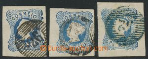 111108 - 1853 Mi.2a, 2b 2x, Královna Maria II., hodnota 25R tmavě m