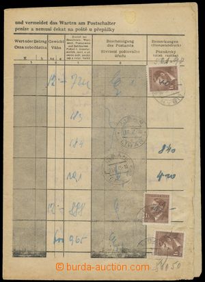 111151 - 1945 poštovní formulář se zapsanými úkony od 21.II.45 