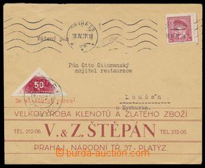 111155 - 1939 firemní dopis vyfr. zn. Pof.303 a DR2, Doruční - tro
