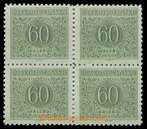 111434 - 1954 Pof.D83A, 60h grey-green, block of four, omitted perfor