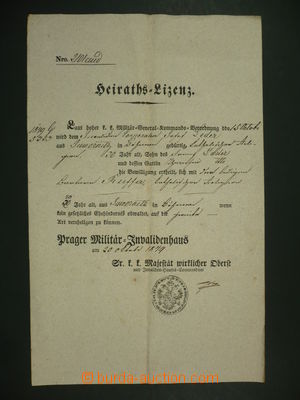 111492 - 1849 MILITARIA  povolení k sňatku pro vojáka rakouské ar