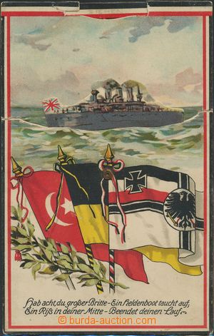 111519 - 1915 vlajky na pohlednicích, mechanická pohlednice, nepro