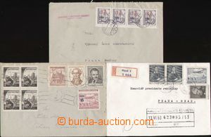 111528 - 1953 sestava 3ks dopisů vyfr. mj. leteckými známkami, 1x 
