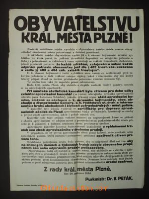 111598 - 1914 PLZEŇ (Pilsen)  městská vyhláška ze dne 28. červe