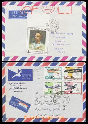 111695 - 1989-90 UNTAG NAMIBIA  sestava 2ks dopisů od a na čs. pozo