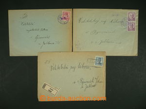 111736 - 1946 RÝNOVICE  sestava 3ks dopisů adresovaných do zajatec
