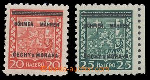 111748 - 1939 Pof.3, 4, Znak 20h a 25h, sestava 2ks známek s DV pře