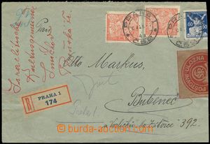 112023 - 1923 POŠTOVNÍ ÚLOŽNA PRAHA  R-dopis do Bubenče vyfr. zn