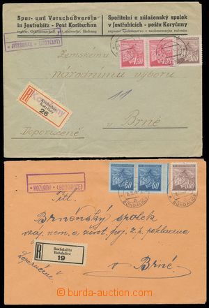 112081 - 1945 poštovna JESTŘABICE, kat. Geb.482, KOZLANY, Geb.577, 