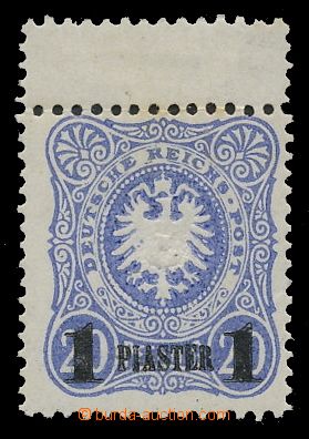 112109 - 1884 Mi.3c, postage stmp 1Pi / 20Pf blue, black Opt new valu