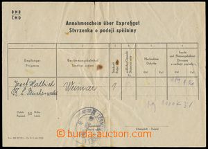 112141 - 1945 C.C. BUCHENWALD  Certificate of dispatch goods, by hand