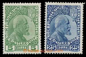112399 - 1912 Mi.1y, 3yb, Prince Johann II. 5h and 25h, normal paper,