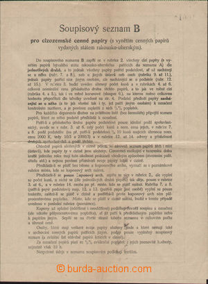 112461 - 1919 ČSR I.  soupisový seznam B pro cizozemské cenné pap