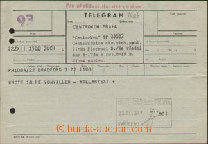 112568 - 1947 zelený blanket telegramu s tiráží 769 D (III-1947) 