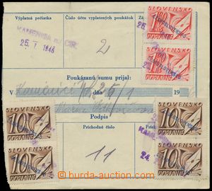 112580 - 1946 větší díl peněžní průvodky vyfr. zn. Bratislavk
