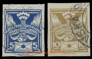 112657 -  Pof.143N, 146N, values 5h blue and 10h olive, both imperfor