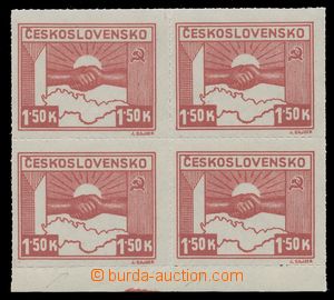 113460 -  Pof.353, value 1,50 Koruna, marginal block-of-4 with pos. 1