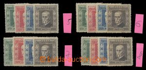 113634 - 1923 Pof.176-179 4x, Masaryk, průsvitky 5-8, převážně s